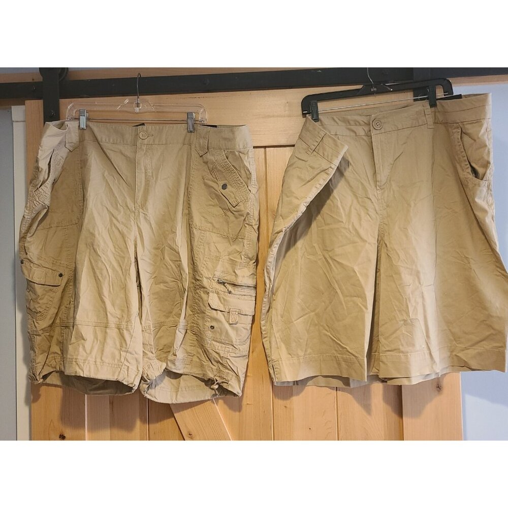New! Lot of 2 Lane Bryant Women Bermuda Khaki Cargo Shorts Plus Size 28